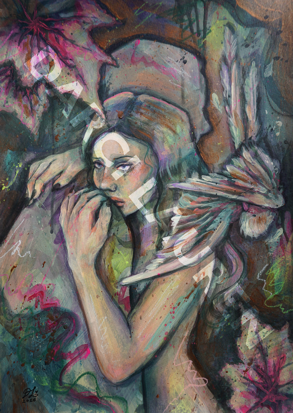 'A Fail to Kiss is a Fail to Cope' Original Framed Painting